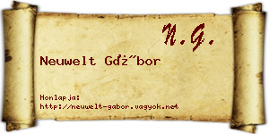 Neuwelt Gábor névjegykártya